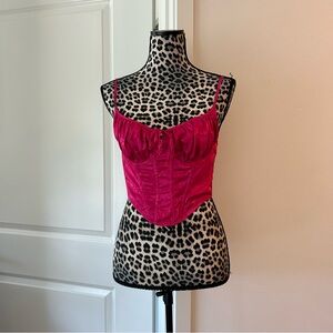 Free people out from under hot pink corset top